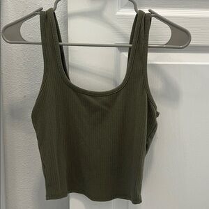 Olive Green Ribbed Tank Top